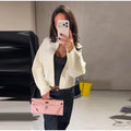 Elegant Women's Knitted Cropped Jacket Coat Cardigan Long Sleeve Sweater Top Streetwear Outfit 2026 Spring New Casual Daily Wear