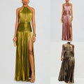Sleeveless Backless Dress with Sash Neck Hanging Split Design Formal Gown Women's Fashion Spring Summer Autumn Winter Dress