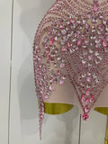 Sexy Sparkly Rhinestones Halter Backless Mesh Velour Short Dress Women Evening Prom Celebrate Birthday Party Stage Wear