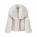 2026 Winter Lulicore Fashion Brown Faux Fur Coat Women Chic Autumn Warm Fluffy Sheep Fur Jacket Big Fur Collar Overcoat