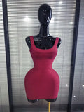 Winered White Women Sleeveless Sexy O-Neck Bodycon Mini Bandage Dress Birthday Party Celebrate Evening Clothing