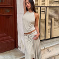 Fashion Irregular Lace Up Skirt Women's Solid Slim Sexy Commuter Casual Skirt 2026Summer New Female Party Vacation Skirt