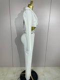 Women Celebrity Designer Fashion Women Luxury Birthday Set Sexy Cut Out Long Sleeve Beading Bodycon Two Pieces Pants Bandage Set