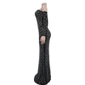 Beautiful Rhinestone Sheer Mesh Maxi Dress With Gloves Glam See-Through Diamonds Long One-Piece Dress Birthday Outfits