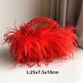 Pearl Bead Bag With Feather Fur Designer Brand Clear Acrylic Crystal Stone Box Tote Handbag Women Handmade Party Purse