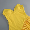 Fashion Yellow Pearl Bead Irregular Draped Dress Women Elegant Strapless High Waist Vestido Summer Lady Club Gowns