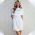 Elegant Waist-Cinching Sleeveless Short Dress Women's Round-Neck Short Cape Birthday Dress Female Banquet Party Dress New