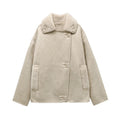 High Quality Winter Women Vintage Long Sleeve Warm Faux Fleece Jacket Coat Female Casual Solid Pocket Outwear Tops