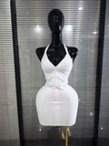 4 Colors Women Sexy Halter Off the Shoulder Bodycon Mini Bandage Dress Celebrate Fashion Nightclub Party Homecoming Outfit