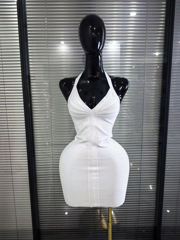 4 Colors Women Sexy Halter Off the Shoulder Bodycon Mini Bandage Dress Celebrate Fashion Nightclub Party Homecoming Outfit