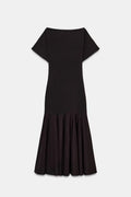 Elegant Patchwork Maxi Dress Women Solid Round Neck Short Sleeve Slim Fit Gowns Lady 2026 New Basic Evening Casual Summer Robes