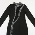 Black Long Sleeve Diamond Mesh Perspective Dress Sexy Celebrity Cocktail Party Bodycon Long Evening Dress