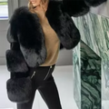 Solid Temperament Fur Coats For Women Lapel Long Sleeve Patchwork Zipper Slimming Jackets Female Fashion Style New
