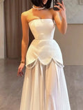 Evening Patchwork Ribbon Dress for Women Strapless Spliced Pearls Decoration Slim Fairy Mesh Maxi Dresses Female