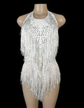 Sleeveless Diamond Tassel Sequin Dress Women Latin Dance Outfit Stage Performance Costume Birthday Party Gown Abiti Da Cerimonia