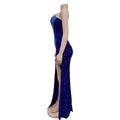 Women's Sexy One Shoulder Elegant Rhinestone Birthday Maxi Split Dress Sparkly Hot Drilling Bodycon Party Night Clubwear