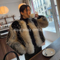 Luxury Brand Design Striped Patchwork Fur Jacket Women Winter Fluffy Faux Fox Fur Coats Chic Girls Thick Warm Outerwear
