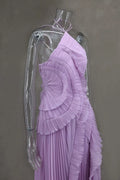 Women'S Irregular Pleated Slim Chiffon Long Dress Sexy Backless Ruffle Fashion Party Prom Elegant Evening Gown 2025 New