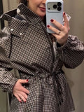 Women Leopard Print 2‑Piece Puffer Outfit Hooded Zip‑Up Padded Jacket + Wide Leg Pants Set Khaki Warm Winter Matching Tracksuit