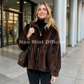 Iconic Blogger Fashion Vintage Striped Sable Mink Peplum Jacket Women 2026 Winter Luxury Brand Faux Fur Coat Outerwears