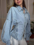 Retro Lace Up Women Jackets Lapel Collar Long Sleeve Fitted Jacket for Casual Daily City Stroll Wear Fashion Autumn