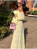 Sexy Off Shoulder Top Maxi Skirt Sets Chic Ruffled Sheer Chiffon Crop Tops High Waist Skirt 2026 New Lady Vacation Party Outfit