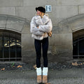 Chic Street Girls Gradient Faux Fur Jacket Women Winter 2026 Fashion Fluffy Fox Fur Coat Female Luxury Outerwear