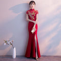 Red Traditional Chinese Style Bride Wedding Dresses Embroidery Cheongsam Gown Robe Party Evening Dress Marry Vestido