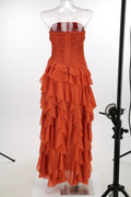 Solid Spliced Ruffles Elegant Dresses For Women Strapless High Wasit Backless Loose Dress Female Fashion