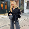 Fox Fur Woolen Coats Women's Short Coat Office Lady Removable Elegant Double-sided Wool Overcoat 2026 New Cardigan Jacket