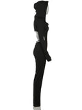 Hooded Backless Jumpsuit Woman Sexy Fitness Waistless Stretch Skinny Midnight  Activity Workout Streetwear Overalls