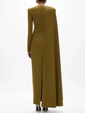 Fashion Temperament Maxi Dress for Women O Neck Spliced Shawl Long Sleeve High Waist Spliced Zip Evening Dress Female Autumn