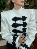 Elegant Button Women Jackets Stand Collar Long Sleeve Fitted Jacket for Date Gathering Commute Wear Fashion Autumn