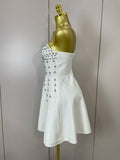 Sexy Sleeveless A Line Bandage Mini Dress Women Luxury Diamonds Birthday Party Gowns Evening Celebrity Club Show Wear Vestido