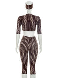 Polka Dot Print 3-Piece Set Women Headband+v-Neck Crop Tops+v-Waist Short Summer Fashion Classic Hottie Streetwear