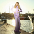 Sexy Backless Long Dress For Women Turtleneck Evening Party Ruched Dress Elegant Solid Long Sleeve Streetwear Maxi Dress