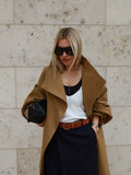 Solid Stand Collar Full Sleeve Oversized Windbreaker Women Single Breasted Lace Up Long Trench Coat Lady Autumn Casual Jacket