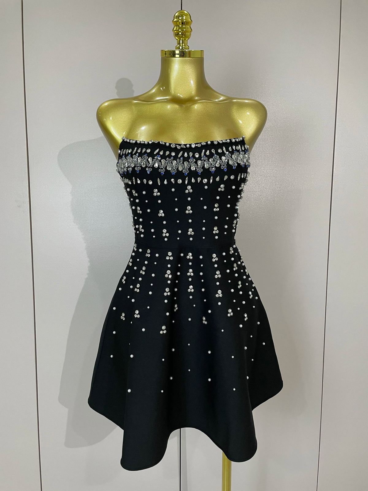 Sexy Sleeveless A Line Bandage Mini Dress Women Luxury Diamonds Birthday Party Gowns Evening Celebrity Club Show Wear Vestido