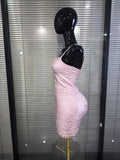 Pink Foil Color Women Sexy Strap Bodycon Mini Bandage Dress Nightclub Party Celebrate Birthday Girls Vacation Outfit Wholesale