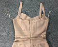 Khaki Ginger Women's V-neck Bodycon Sexy Sleeveless Rayon Bandage Jumpsuit Night Club Party Jumpsuits
