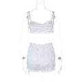 Elegant Trend Women 2 Piece Set Ruched Tracksuit Summer Sexy Ruffles Skinny Camisole+Shorts Casual Streetwear Outfits