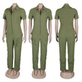 Sexy Deep V-neck Party Woman Jumpsuits Zipper Pocket Turn Down Collar Skinny Night Club Outfits One Piece Jumpsuit