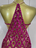 Sparkly Sequin Diamond MeshTransparent Top Dress Two Piece Set Women 2025 Sexy Evening Party Celebrate Birthday Photo Shoot Wear