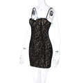 Jacquard Double Deck Dress Party Women Y2K Sexy Lace Spaghetti Strap Body-Shaping Nighclub Summer Trend Mini Bodycon