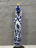Sexy Short Sleeve Jacquard Blue Bandage Bodycon Long Dress Women Celebrity Elegant Evening Club Party