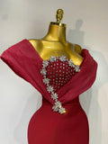 Women Sexy One Shoulder Sparkly Diamonds Long Bodycon Bandage Dresses Luxury Birthday Party Celebrity Elegant Knitted Clothing