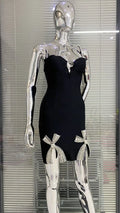 Light Luxury Exquisite Bead Rhinestone Bow Bandage Suspender Dress Women Socialite Party Banquet Stage Performance Gown Vestidos