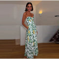 Print Women Dress Strapless Camisole Dress High Waisted Floral Dress Slimming Design Fashion Wear Daily Style