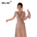 Olive Girl Pink Romantic Jacquard Set for Ren Faire 2026 Garden Wedding Fairycore Photoshoot Everyday Wear Jacquard S-XXL XS-3XL Plus Size Romantic Garden Party Editorial Jacquard Set Chinese Set Chinese Heritage Fashion Women