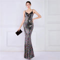 Women Spaghetti Strap Party Maxi Dress Sexy V Neck Evening Green Sequin Dress Elegant Long Prom Dress Vestido Longo